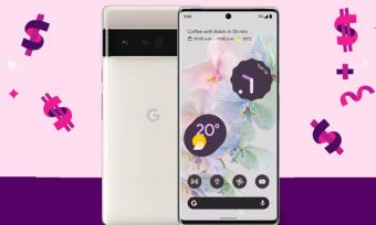 Google Pixel 6 Pro on pink/purple background