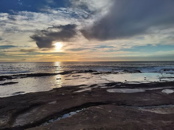 Outdoor photo of the ocean and rockpools