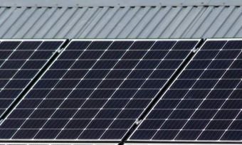 Solar panels on an angled roof