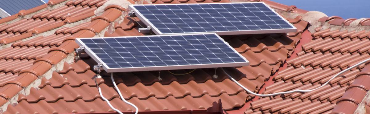 Solar panels on a red roof