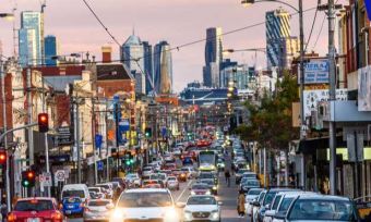 Melbourne's Brunswick Street at sunset