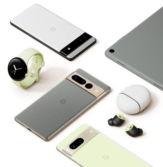 Range of Google Pixel devices in green and grey