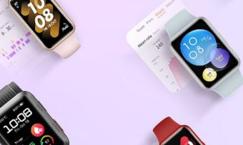 Range of Huawei watches on purple background