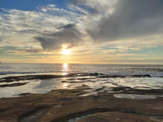 Ocean and rockpools at sunrise