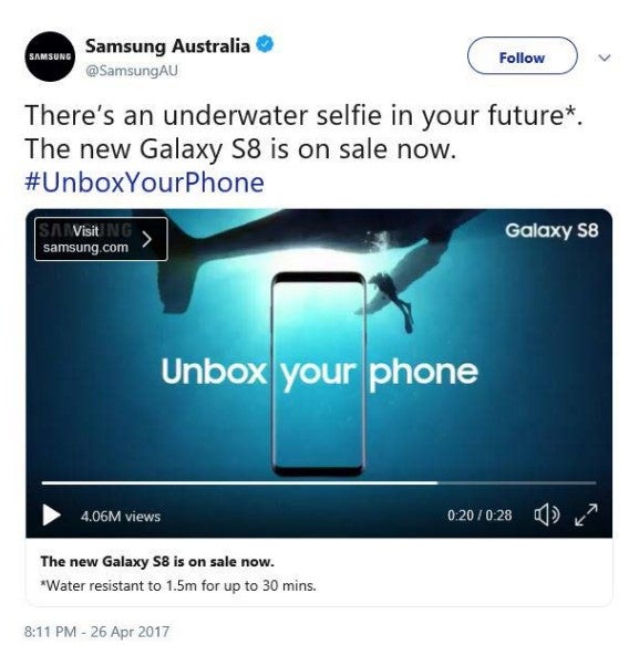 Twitter ad for Samsung phone
