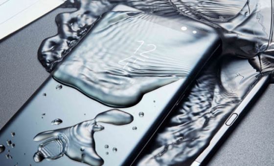 Samsung Galaxy Note 8 phone in spilled liquid