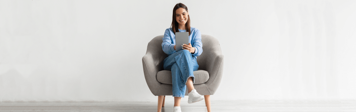 What is mobile broadband? Girl using tablet at home
