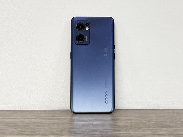 Back of OPPO Find X5 Lite phone in dark blue