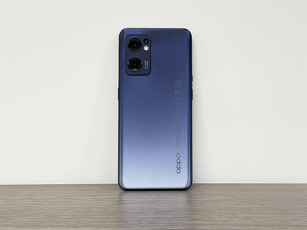 Back of OPPO Find X5 Lite phone in dark blue