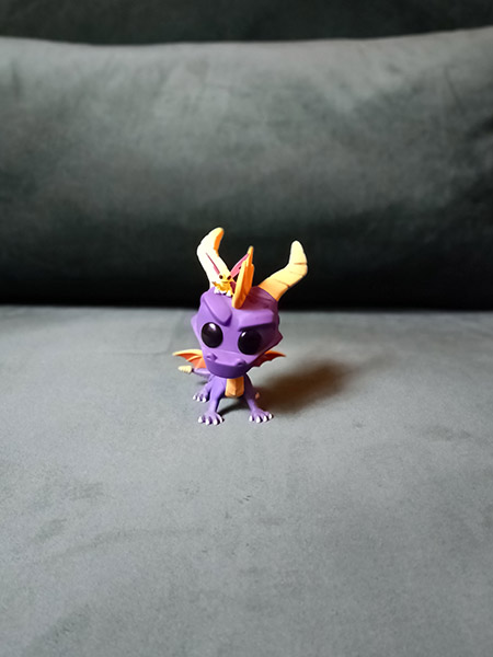 Portrait mode photo of Spyro figurine