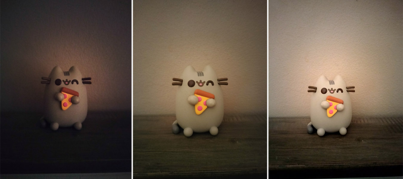 Pusheen figurine in low light