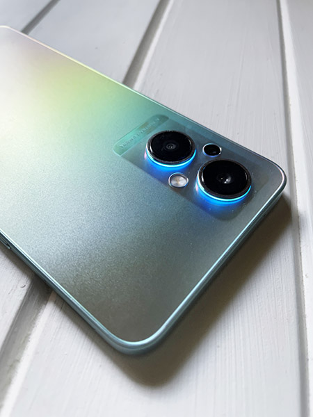 Closeup of dual orbit lights OPPO Reno8 Lite 5G feature