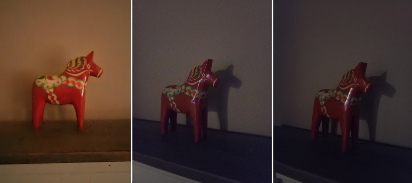 Low light photos of dala horse ornament