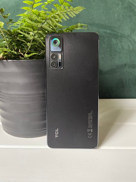 Back of TCL 30+ phone in black