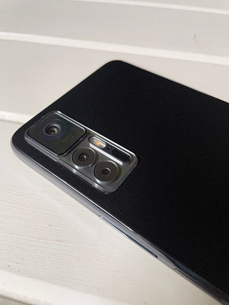 Closeup of cameras of TCL 30+ phone in black
