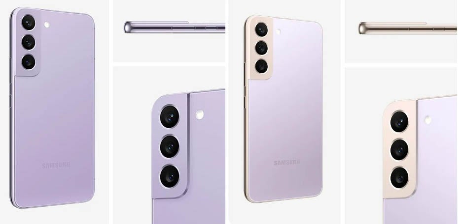 Shots of purple Samsung Galaxy smartphones