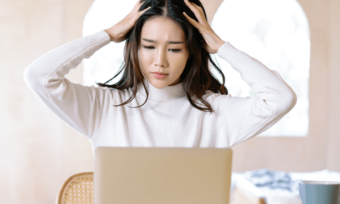 Woman with no internet connection