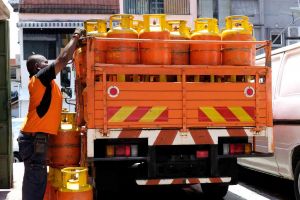 LPG tanks in the back of a truck.