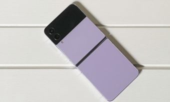 Back of Samsung Galaxy Z Flip4 in purple