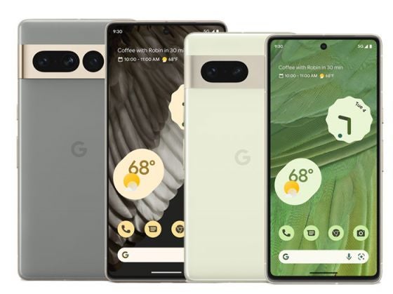 Google Pixel 7 and Pixel 7 Pro in green colourways