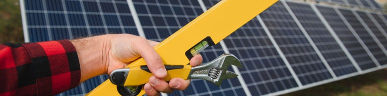 tools and solar panels