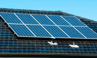 Solar panels on a rooftop.