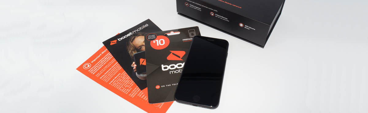 Boost Mobile iPhone with box and SIM card