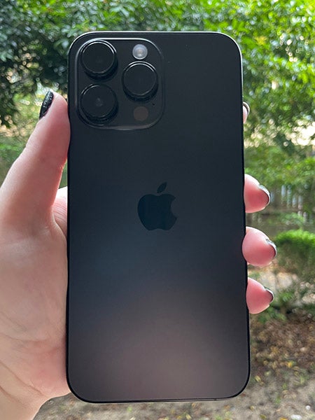 Back of iPhone 14 Pro max in Space Black