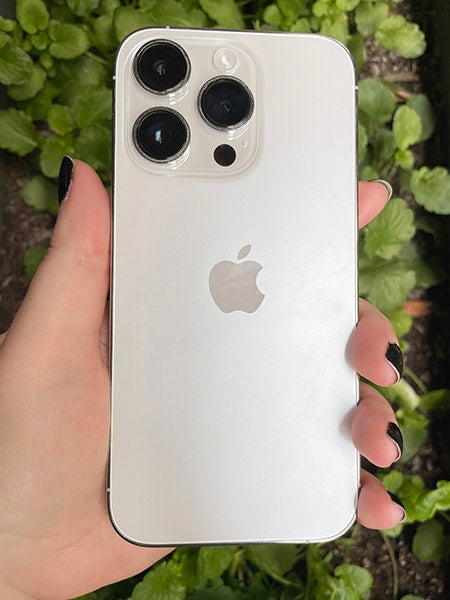 Back of iPhone 14 Pro in white