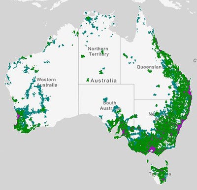 Map of Telstra wholesale mobile network