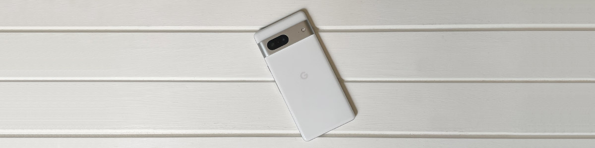 Back of Google Pixel 7 in white