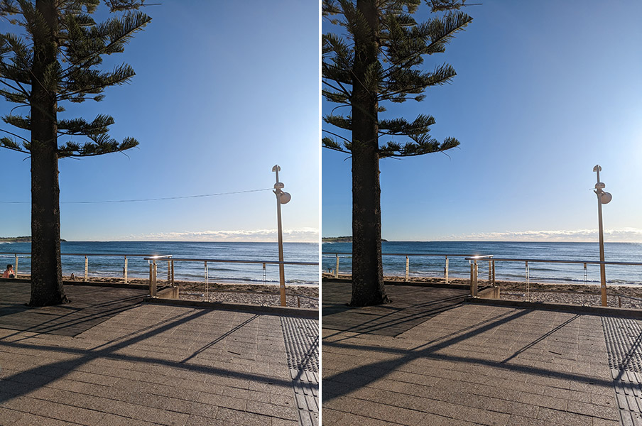 side by side of Pixel 7 magic eraser