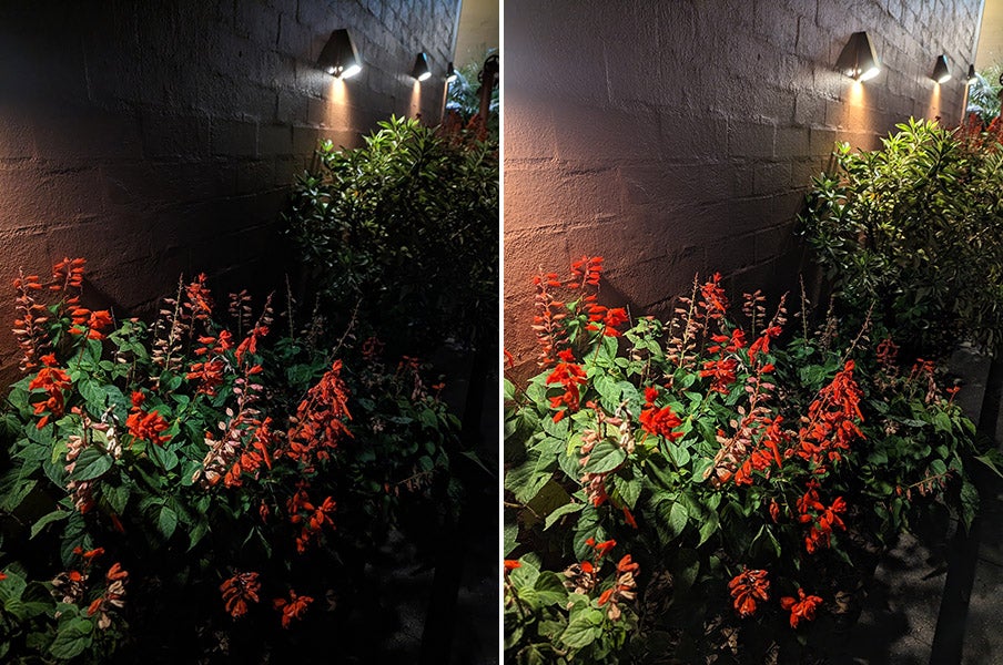 Comparison photos of Pixel 7 night mode 