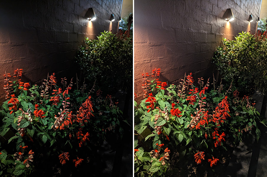 Comparison photos of Pixel 7 night mode