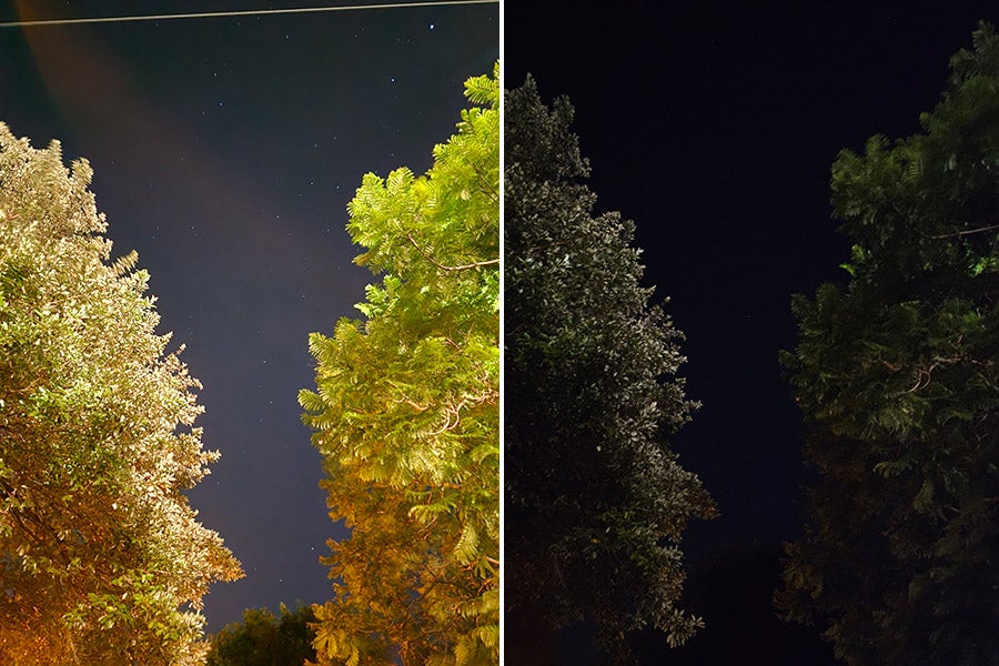 Comparison of night mode photos