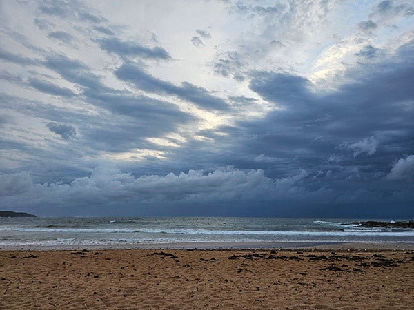 Photo of cloudy morning at beach