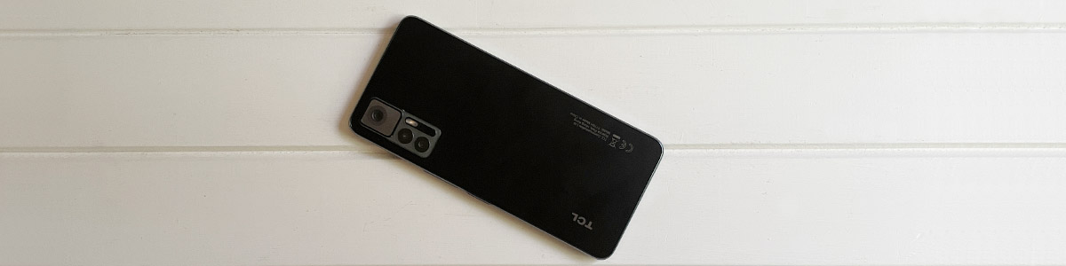 Back of TCL 30 5G phone in black