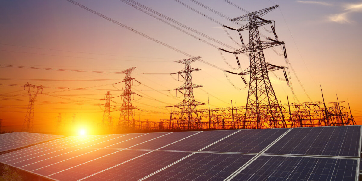 solar panels and electricity grid