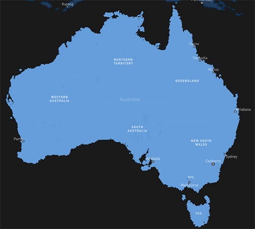 Coverage map of Starlink in Australia