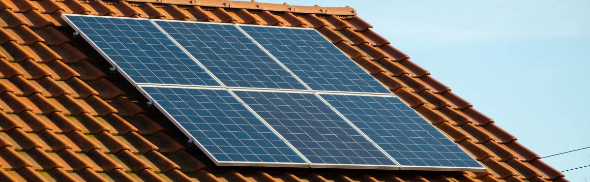 Solar panels on rooftop.