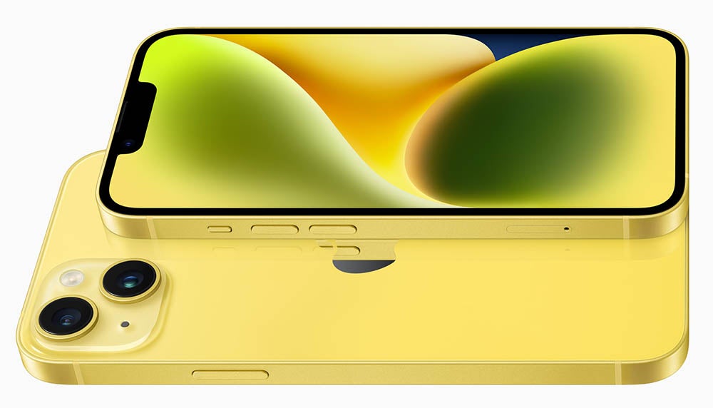 iPhone 14 and iPhone 14 Plus in yellow