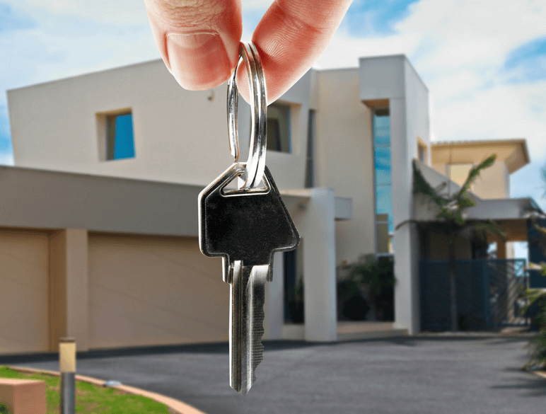 Keys in front of a home