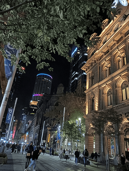 Sydney city buildings at night