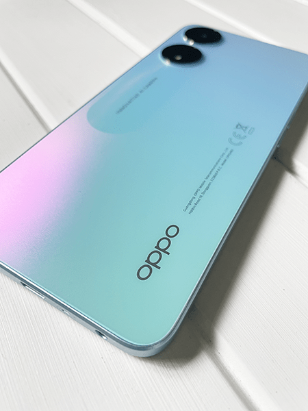 Closeup of OPPO A78 5G phone