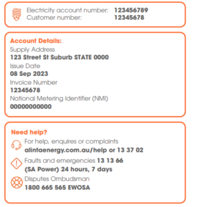 Account Information Alinta Energy Sample Bill OCT 2023