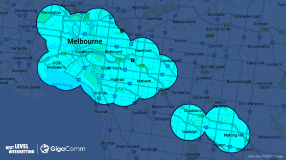 Gigacomm coverage in Melbourne as of July 2023