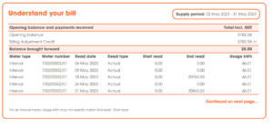 Metering Details Alinta Energy Sample Bill OCT 2023