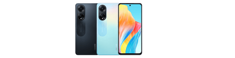 OPPO A98 5G phones in black and blue