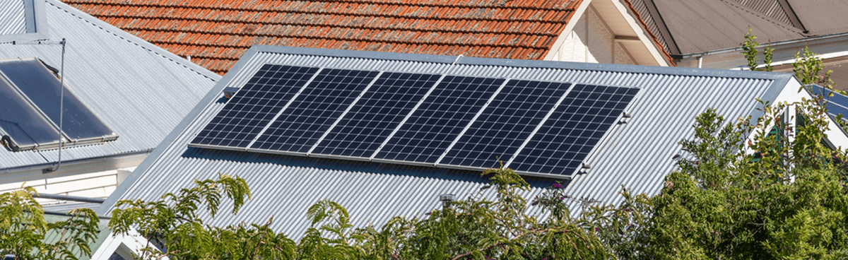 Solar panels on rooftops