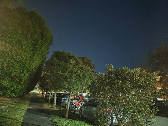 Night photo of a street